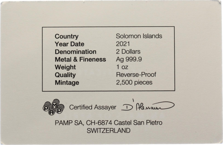 Solomon Islands 2 Dollars 2021 Nile Crocodile - 1 Unze Feinsilber